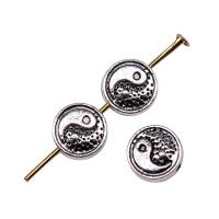 Zinc Alloy Jewelry Beads, Round, plated, ying yang & DIY, silver color 