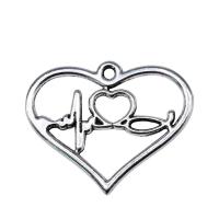 Подвеска- сердце из цинкового сплава, цинковый сплав, Сердце, Другое покрытие, серебряный продается PC