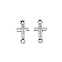 Zinc Alloy Charm Connector, Cross, plated, silver color 