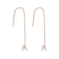 Cubic Zirconia Micro Pave Brass Earring, micro pave cubic zirconia & for woman, golden 