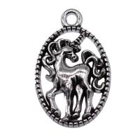 Zinc Alloy Animal Pendants, Unicorn, antique silver color plated, vintage & Unisex 