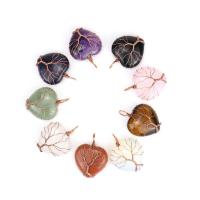 Драгоценный камень Ожерелья, Природный камень, с Латунь, Сердце, плакированный цветом под старую медь, различные материалы для выбора & Женский, Много цветов для выбора длина:Приблизительно 20.47 дюймовый, продается PC