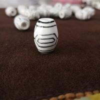 Porcelain Bead, barrel, hand drawing, DIY, white and black Approx 
