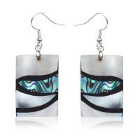 Abalone Shell Earring, with Zinc Alloy, Rectangle, silver color plated, for woman 