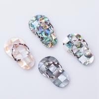 Mosaic Pattern Shell Pendants, Abalone Shell, with Zinc Alloy, Slipper, silver color plated, fashion jewelry 