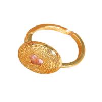 Circón cúbico anillo de dedo de latón, metal, Esférico, chapado en color dorado, micro arcilla de zirconia cúbica, más colores para la opción, 17mm, Vendido por UD