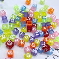 Acrylic Alphabet Beads, Alphabet Letter, DIY & transparent & enamel, mixed colors 