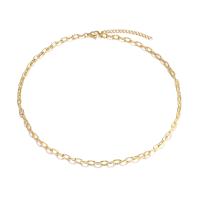 Сталь титан цепь Ожерелье, вакуумное ионное покрытие, ювелирные изделия моды & Женский, золотой, длина:Приблизительно 15.7-17.7 дюймовый, продается PC
