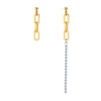 Titanium Steel Tassel Earring, Vacuum Ion Plating, fashion jewelry & micro pave cubic zirconia & for woman, gold, 93mm,37mm 
