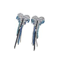 Fashion Fringe Earrings, Rhinestone, with Brass, Heart, plated, fashion jewelry & micro pave cubic zirconia & for woman 