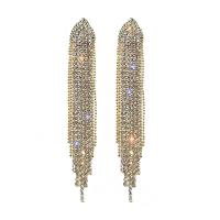 Fashion Fringe Earrings, Rhinestone, with Brass & Zinc Alloy, Tassel, plated, fashion jewelry & for woman 