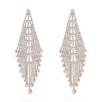 Fashion Fringe Earrings, Rhinestone, with Brass, Geometrical Pattern, silver color plated, fashion jewelry & for woman 