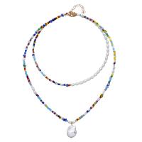 Mode-Multi-Layer-Halskette, Kunststoff Perlen, mit Seedbead & Zinklegierung, Bohemian-Stil & verschiedene Stile für Wahl & für Frau, verkauft von PC