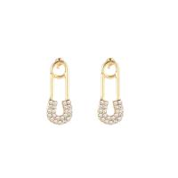 Zinc Alloy Rhinestone Drop Earring, Paper Clip, gold color plated, for woman & with rhinestone 