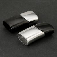 Rectangle Stainless Steel Magnetic Clasp, 304 Stainless Steel, gun black plated, polished original color 