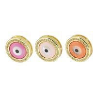Brass Slide Charm, Evil Eye, gold color plated, fashion jewelry & DIY & micro pave cubic zirconia & enamel 