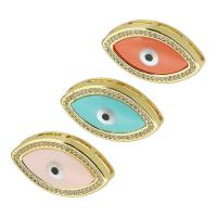 Brass Slide Charm, Evil Eye, gold color plated, fashion jewelry & DIY & micro pave cubic zirconia & enamel 