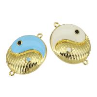 Enamel Brass Connector, gold color plated, fashion jewelry & ying yang & DIY Approx 2mm 