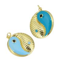 Enamel Brass Pendants, gold color plated, fashion jewelry & ying yang & DIY Approx 3mm 
