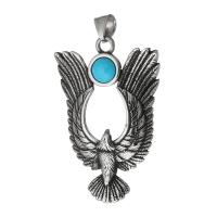 Stainless Steel Animal Pendants, 316 Stainless Steel, with turquoise, eagle, fashion jewelry & DIY & blacken, black Approx 5mm 