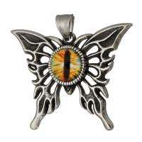 Stainless Steel Animal Pendants, 316 Stainless Steel, with Glass, Butterfly, fashion jewelry & DIY & blacken, black Approx 5mm 