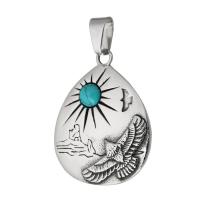 Stainless Steel Pendants, 316 Stainless Steel, with turquoise, fashion jewelry & DIY & blacken, black Approx 6.5mm 