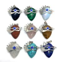 Gemstone Jewelry Pendant, Natural Stone, with 304 Stainless Steel, Teardrop, Galvanic plating & Unisex & with rhinestone 