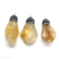 Natürlicher Quarz Anhänger, Gelbquarz Perlen, mit Ton, Unregelmäßige, unisex, gelb, 16x42-29x52mm, verkauft von PC