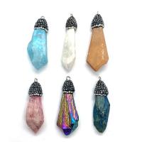 Colgantes de Cuarzo Natural, con Arcilla analiar de diamantes de imitación AB, Irregular, unisexo, más colores para la opción, 10x43-18x54mm, Vendido por UD