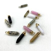 Gemstone Brass Pendants, Natural Stone, with Brass, Conical, gold color plated & Unisex 