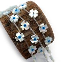 Natural White Shell Beads, Flower, DIY & evil eye pattern & enamel, white, 10mm 
