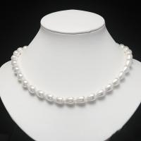 Shell Pearl Necklace, with Titanium Steel, Teardrop, silver color plated & for woman, white .14 Inch 