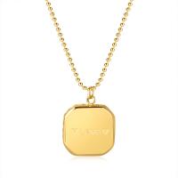 Stainless Steel Jewelry Necklace, 304 Stainless Steel, with 2.36inch extender chain, Square, Vacuum Plating, ball chain & with letter pattern & for woman, gold, 15mm Approx 16.1 Inch 