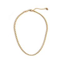 Stainless Steel Chain Necklace, 304 Stainless Steel, Vacuum Plating, French Rope Chain & for woman, gold 