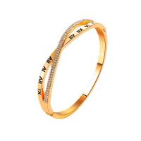 Rhinestone Zinc Alloy Bangle, plated, with roman number & for woman & with rhinestone 65mm 