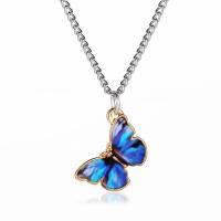 Zinc Alloy Necklace, Butterfly, platinum color plated & for woman 