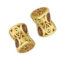 Rhinestone Brass Beads, metal, chapado en color dorado, con diamantes de imitación, 12x9x9mm, agujero:aproximado 2mm, Vendido por UD