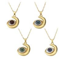 Brass Jewelry Necklace, with Plastic, Eye, gold color plated, for woman Approx 18 Inch 