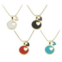 Ожерелье ручной латунные, Латунь, Сердце, плакирован золотом, Женский & эмаль, Много цветов для выбора длина:Приблизительно 17.7 дюймовый, продается PC