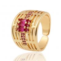 Brass Cuff Finger Ring, gold color plated, Adjustable & micro pave cubic zirconia & for woman 21mm 