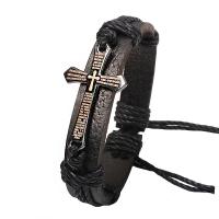 Cowhide Bracelets, Zinc Alloy, with Cowhide & Wax Cord, fashion jewelry & Unisex 