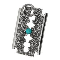 Stainless Steel Pendants, 316 Stainless Steel, with turquoise, Razor Blade, fashion jewelry & DIY & Unisex & blacken, black Approx 10mm 