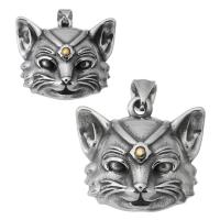 Stainless Steel Animal Pendants, 316 Stainless Steel, Cat, fashion jewelry & DIY & Unisex & blacken, silver color 