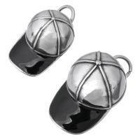 Enamel Stainless Steel Pendant, 316 Stainless Steel, Hat, fashion jewelry & DIY & Unisex & blacken, black Approx 10mm 
