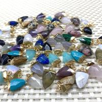 Gemstone Brass Pendants, Natural Stone, with Brass, Triangle, gold color plated & Unisex & faceted 