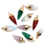 Gemstone Brass Pendants, Natural Stone, with Brass, Bullet, gold color plated & Unisex & faceted 