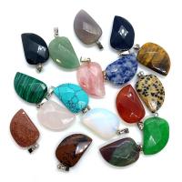 Joyas de piedras preciosas colgante, Piedra natural, Hoja, diferentes materiales para la opción & unisexo & facetas, más colores para la opción, 16x28mm, Vendido por UD
