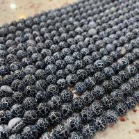Perles agates effloresces naturelles , agate effleurant, Rond, DIY & normes différentes pour le choix, noire .96 pouce, Vendu par brin