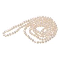 Пресноводные перлы ожерелье цепи свитера, Пресноводные жемчуги, Круглая, Женский, белый, 7-8mm, длина:46.46 дюймовый, продается Strand