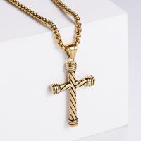 Stainless Steel Jewelry Necklace, 304 Stainless Steel, Cross, Vacuum Ion Plating, fashion jewelry & Unisex cm 